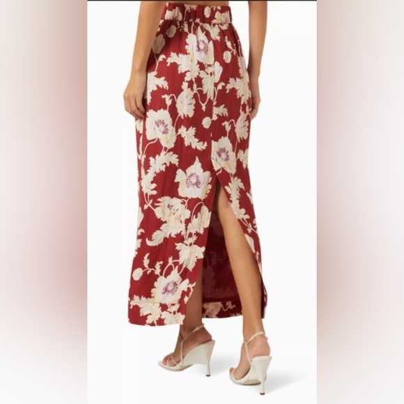 Posse Emma Floral Print High-Waisted Linen Midi Skirt XS - Picture 7 of 13